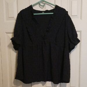 SHEIN Elegant Black Ruffled Blouse